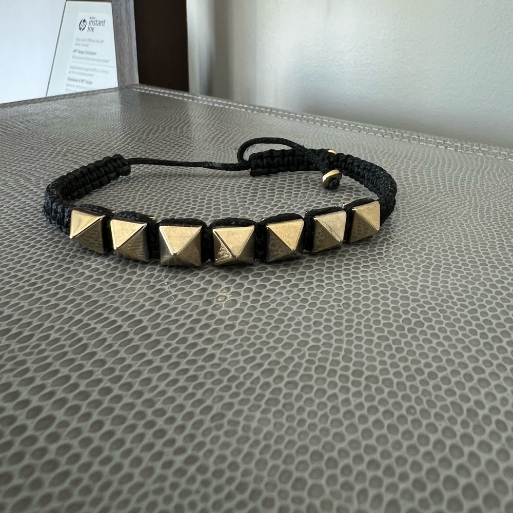 Gold Pyramid Stud Woven Bracelet! Men and Women Unique Rockstar piece